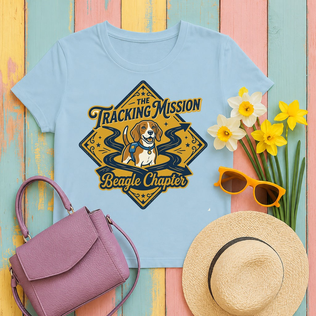 Beagle Chapter Tracking Mission T-Shirt in Light Blue