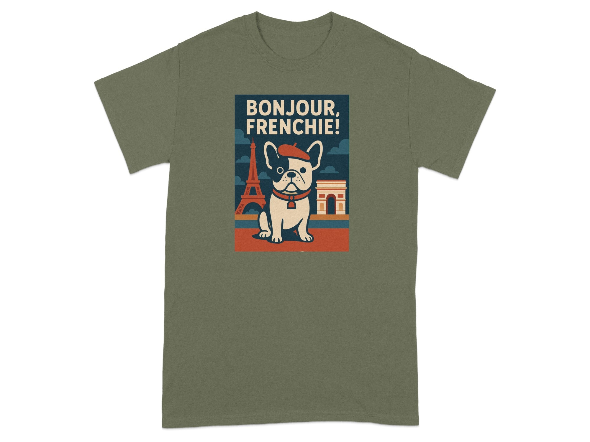 Bonjour Frenchie Eiffel Tower Design T-Shirt