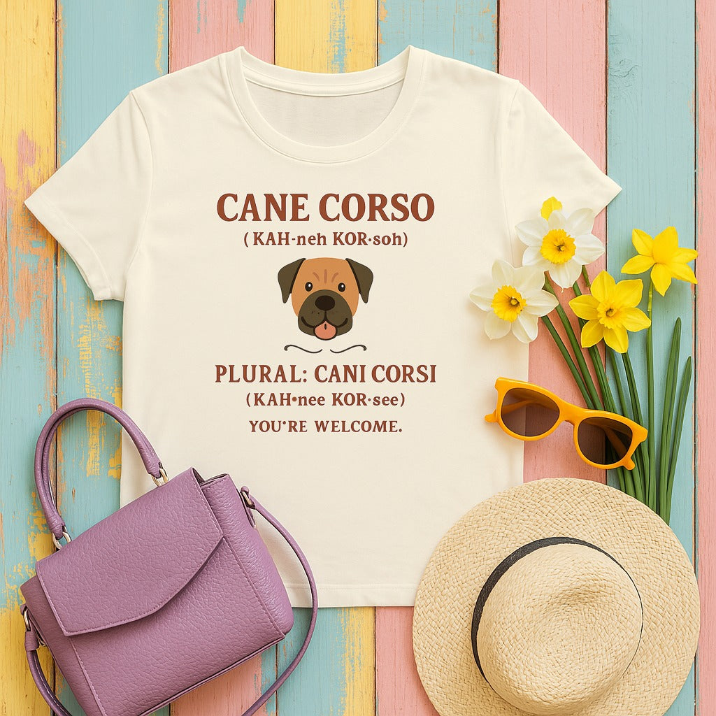 Cane Corso Cani Corsi Pronunciation Tee in Natural