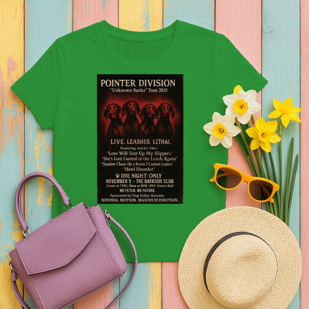 Pointer Division Unknown Barks Tour 2025 Concert T-Shirt in Irish Green
