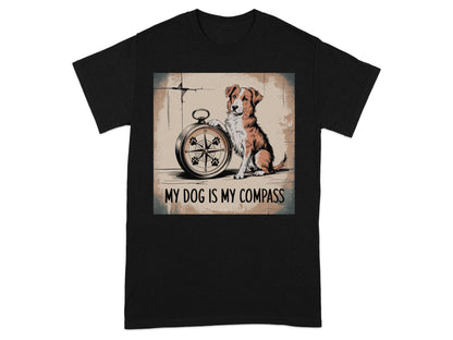 My Dog is My Compass Design Black T-shirt product