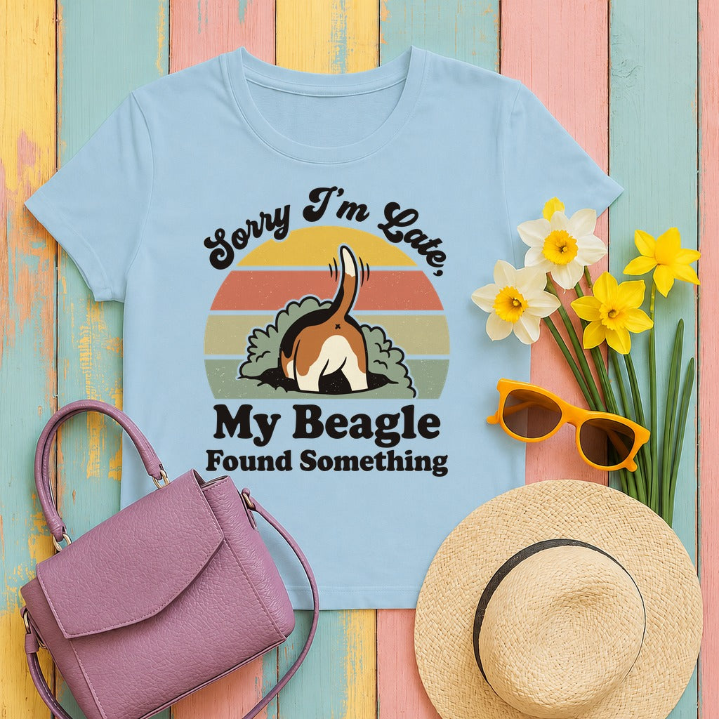 Sorry I'm Late Beagle T-Shirt in Light Blue