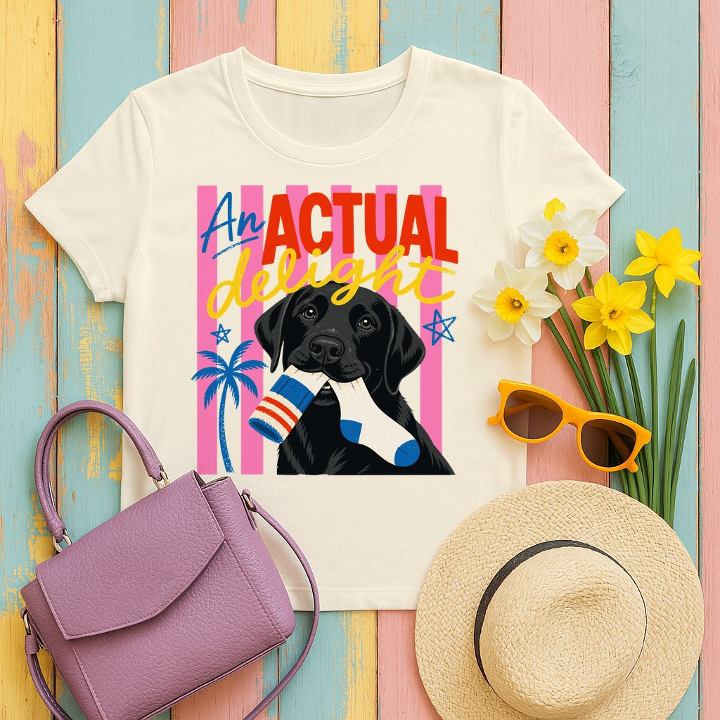 An Actual Delight Lab Pup Graphic T-Shirt in Natural