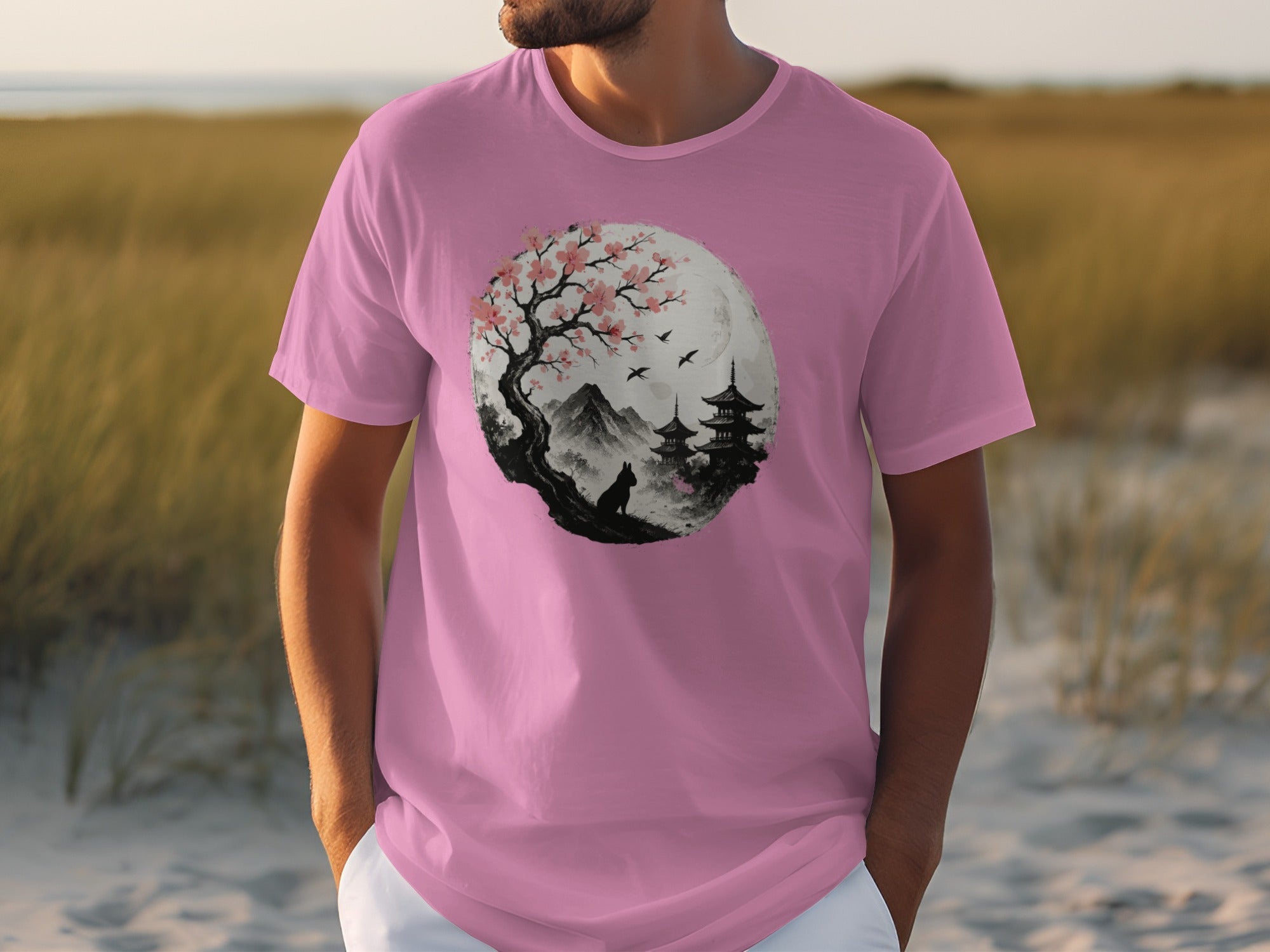 Tranquil Sakura Cherry Blossom Scene Tee shirt
