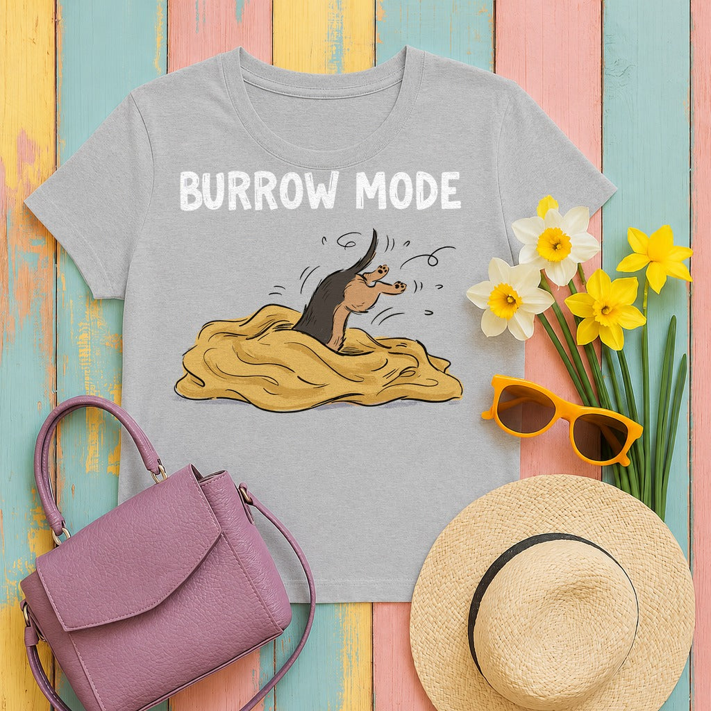 Dig This! Playful Dachshund Graphic T-Shirt in Sport Grey