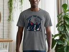 Grey t-shirt with a graphic of a Boston Terrier sniffing the ground and text "TRUST THE NOSE".