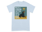 Gordon Setter Days are the Best Days text with a sitting Gordon Setter dog, sun, and clouds.