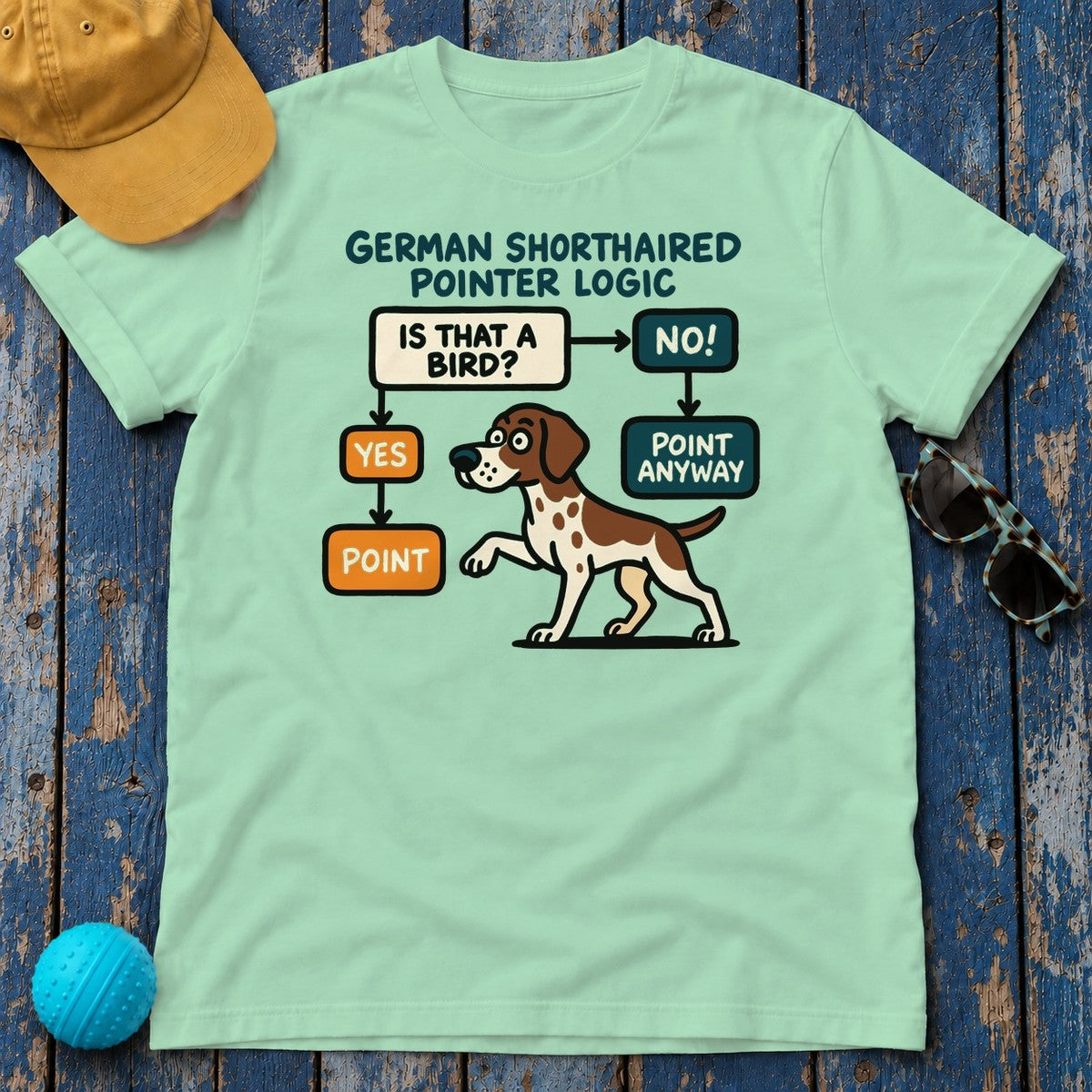 German Shorthaired Pointer Logic T-shirt in Mint Green