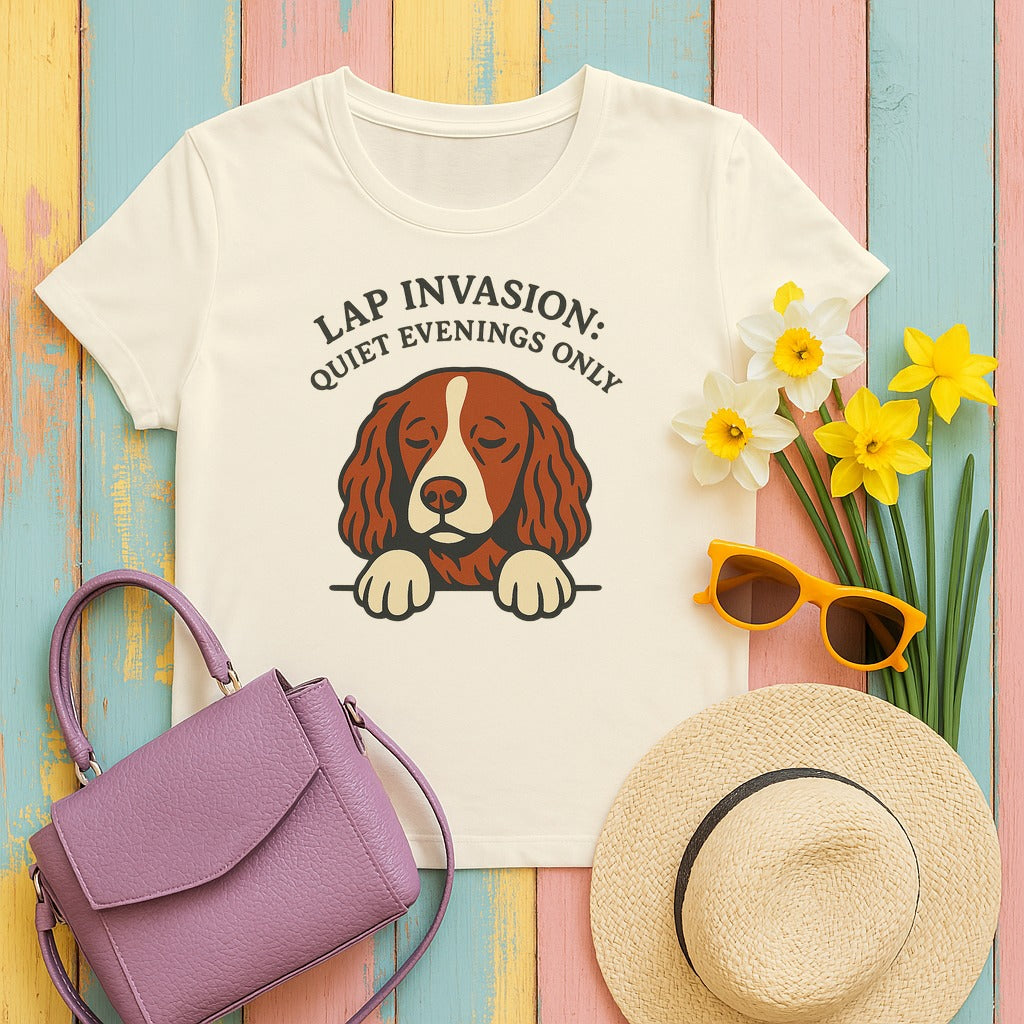 Welsh Springer Spaniel Lap Invasion T-shirt in Natural