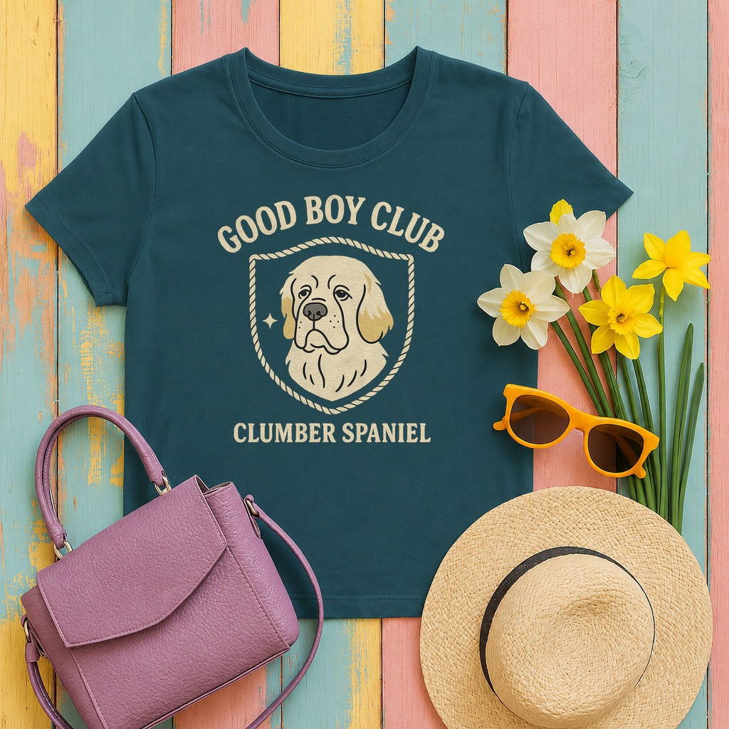 Clumber Good Boy Club Tee in Heather Deep Teal