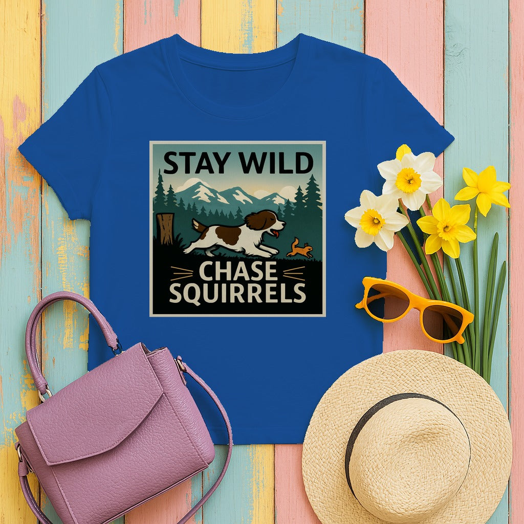 Stay Wild Chase Squirrels Springer T-Shirts in Royal
