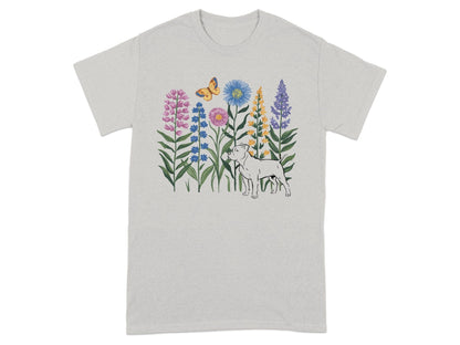 Floral Dog and Butterfly Graphic T-shirt product type