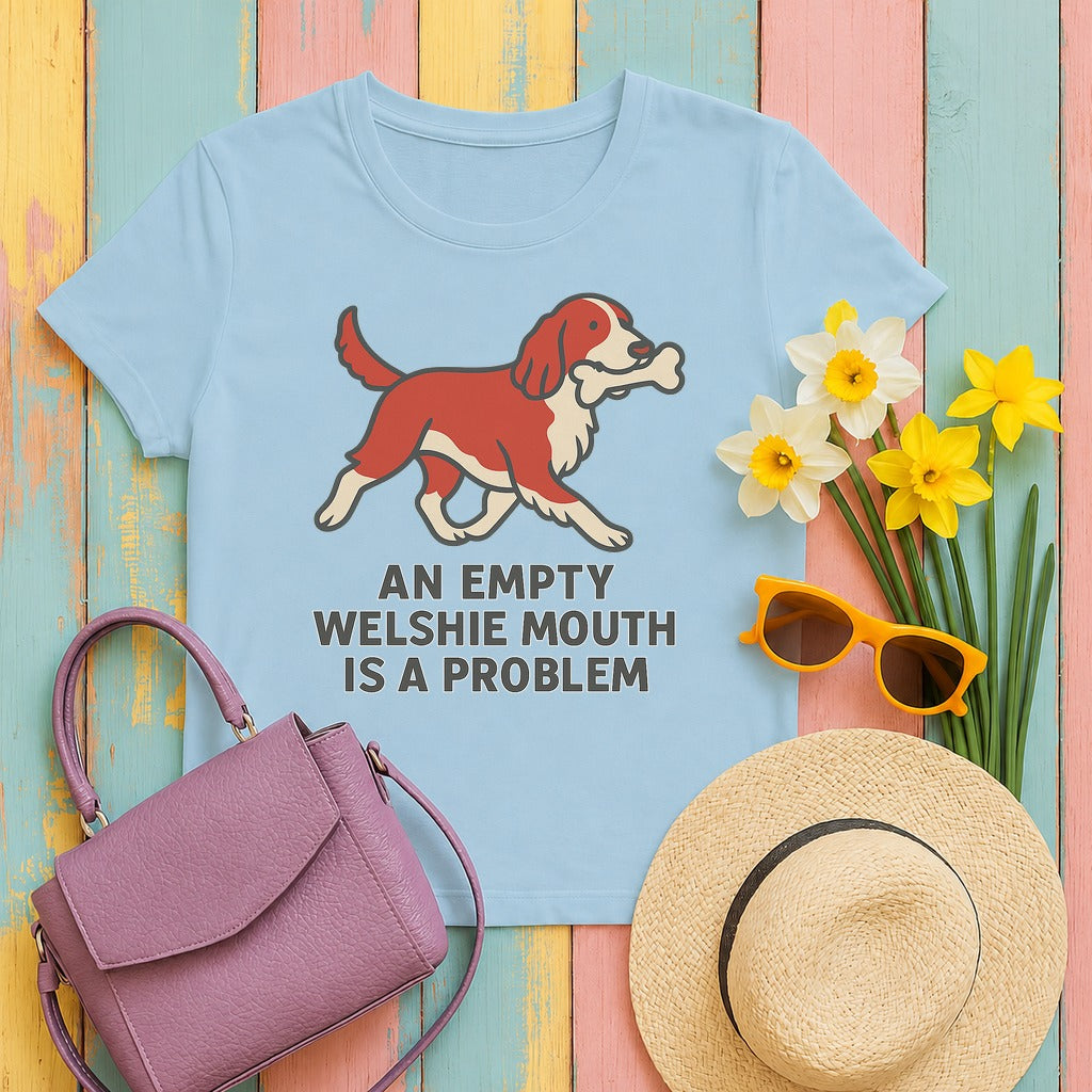 Welsh Springer Spaniel Empty Mouth Problem T-shirt in Light Blue