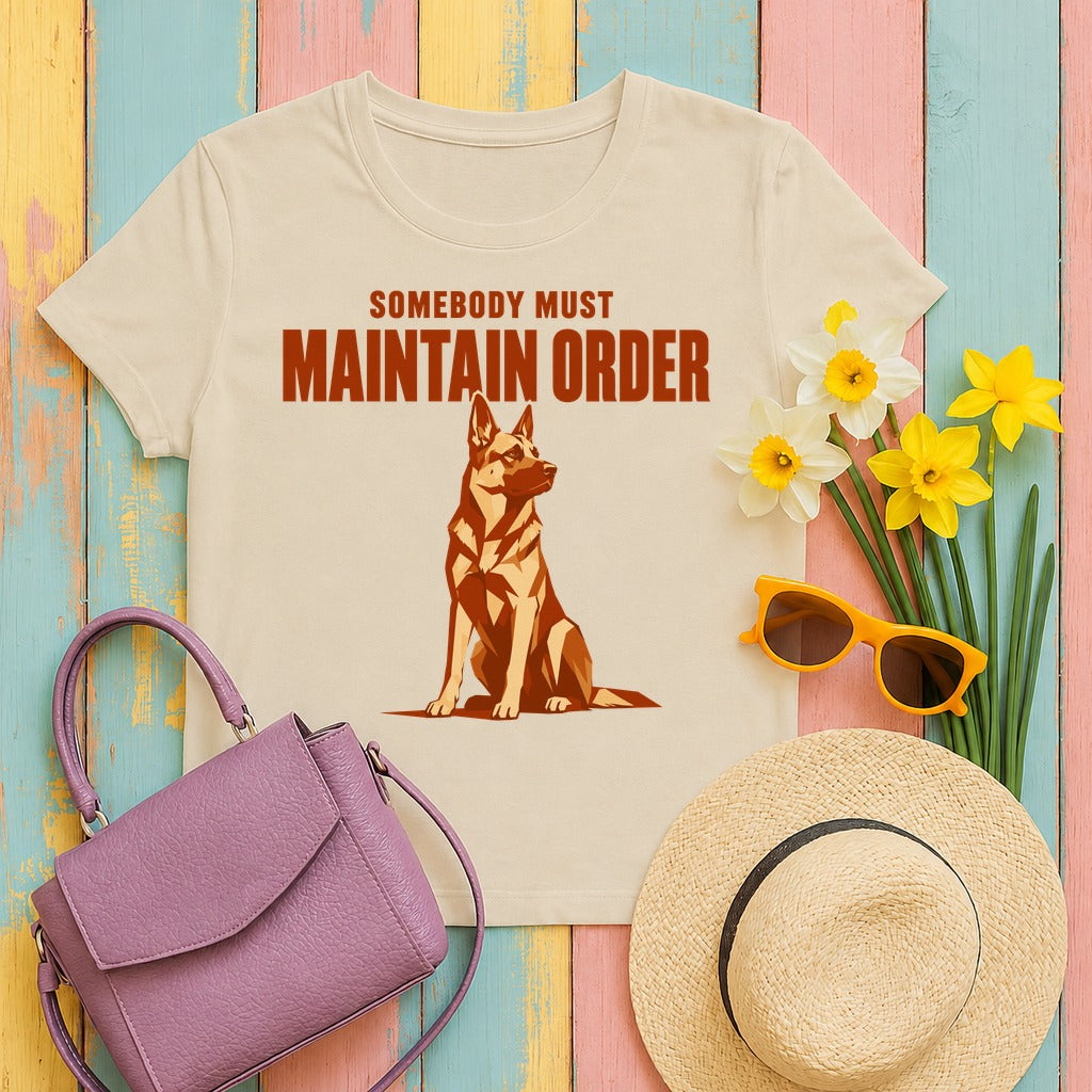 The Order Keeper German Shepherd T-Shirt in Sand
