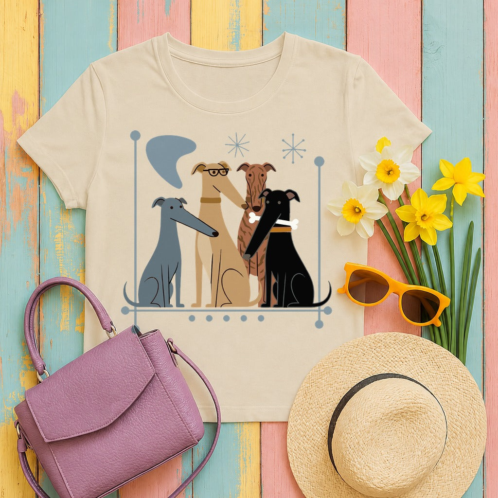 The Pack: Mid-Century Greyhound T-Shirt in Sand