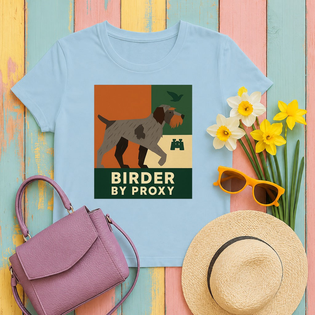 Wirehaired Pointing Griffon Birder by Proxy T-shirt in Light Blue