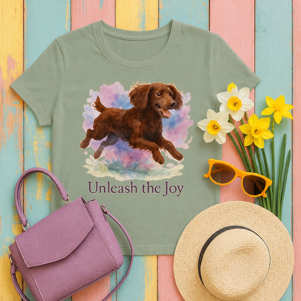 Boykin Spaniel Unleash the Joy T-shirt in Sage