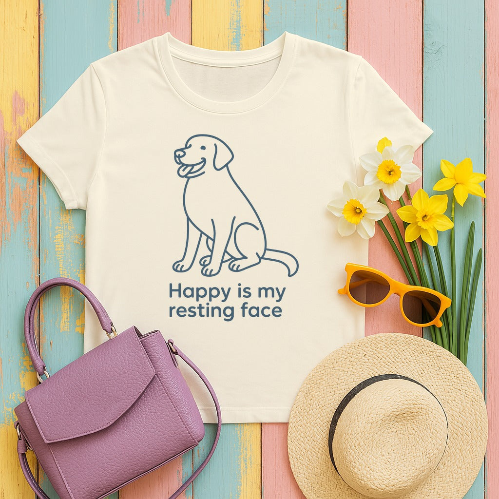 Happy Is My Resting Face - Funny Chocolate Lab T-shirt in Natural