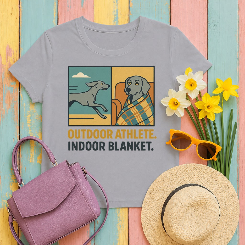 Weimaraner Outdoor Athlete Indoor Blanket Tee in Athletic Heather