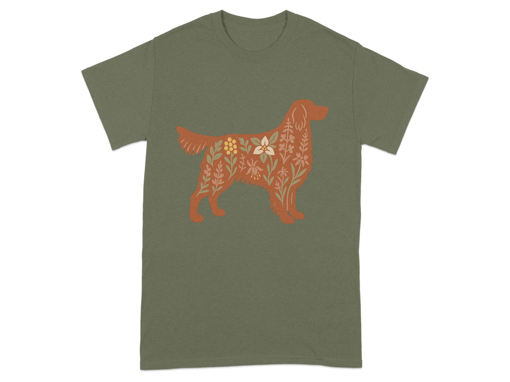 Floral Pattern Dog Silhouette Graphic T-shirt product