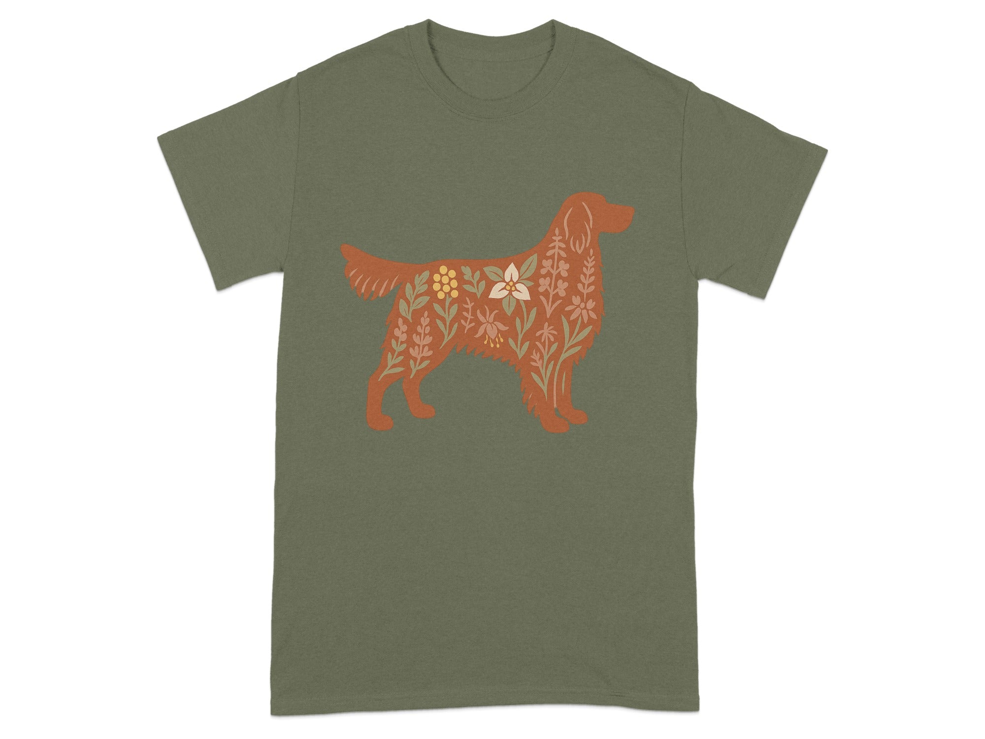 Floral Pattern Dog Silhouette Graphic T-shirt product