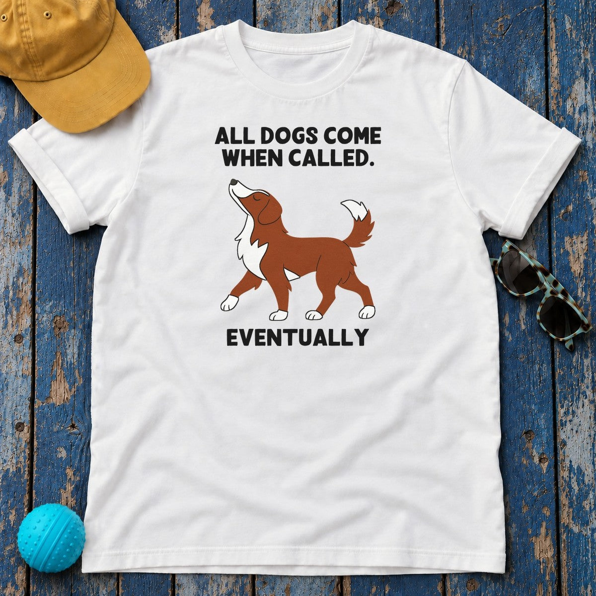 Nova Scotia Duck Tolling Retriever Comes When Called Eventually Tee in White