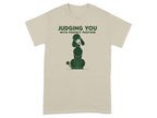 T-shirt with a stylized poodle and the text "JUDGING YOU WITH PERFECT POSTURE."