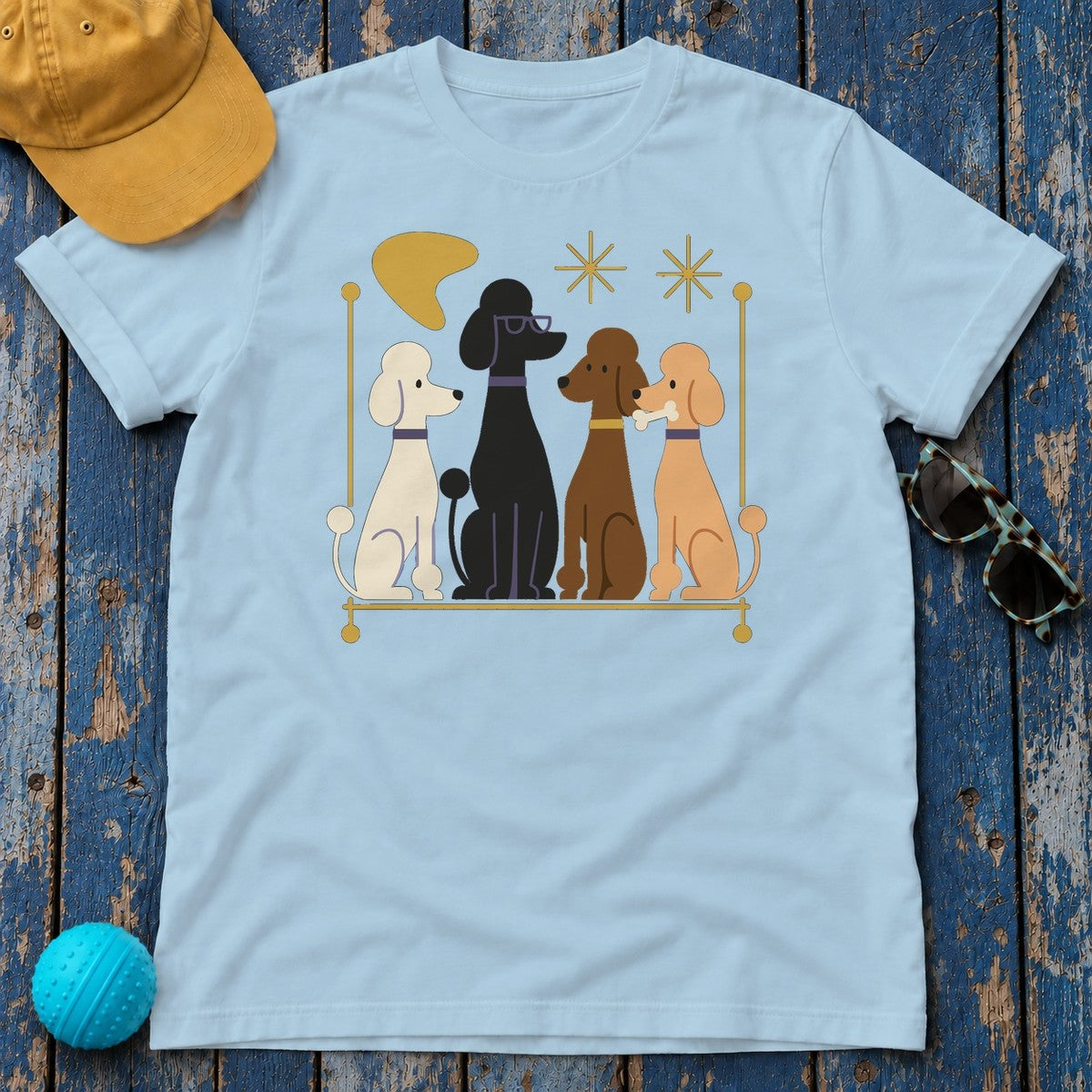 Mod Poodle Rendezvous T-Shirt in Light Blue