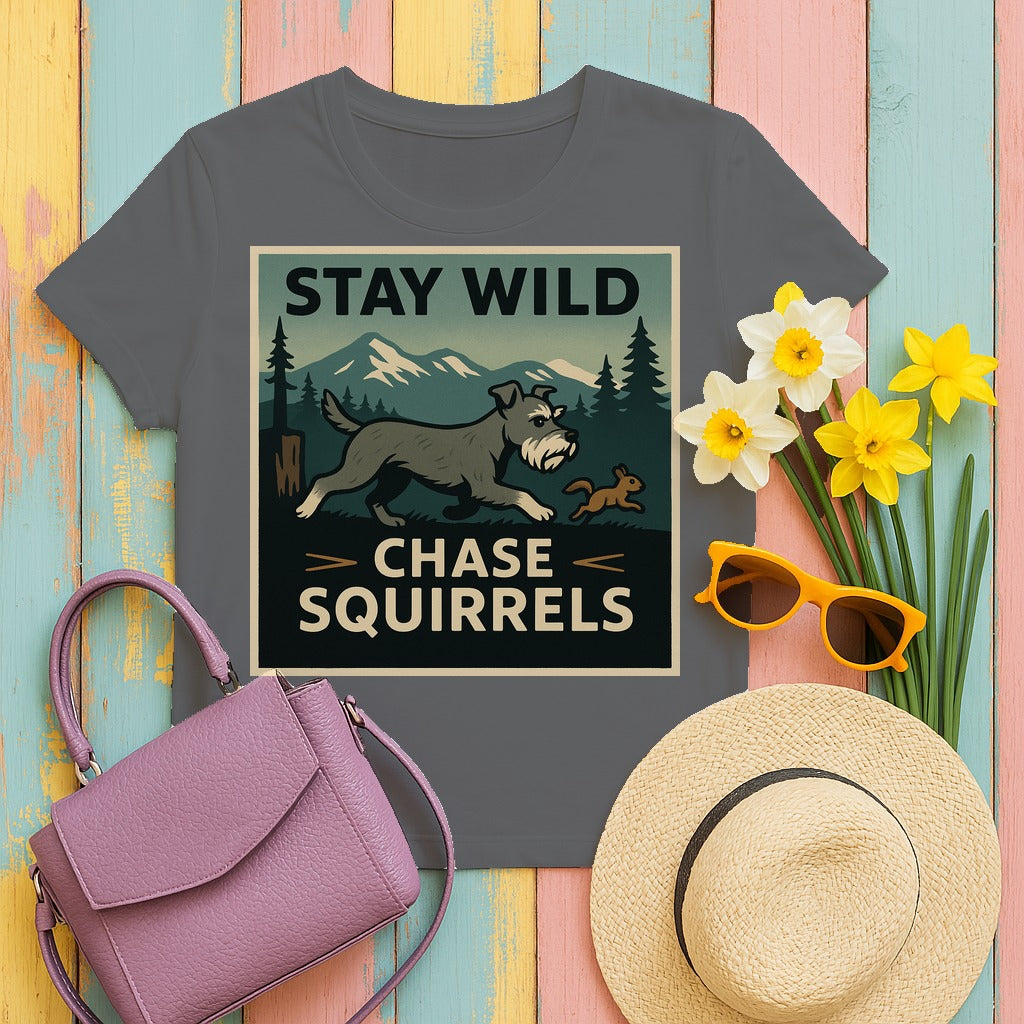 Stay Wild Schnauzer T-Shirt in Graphite Heather