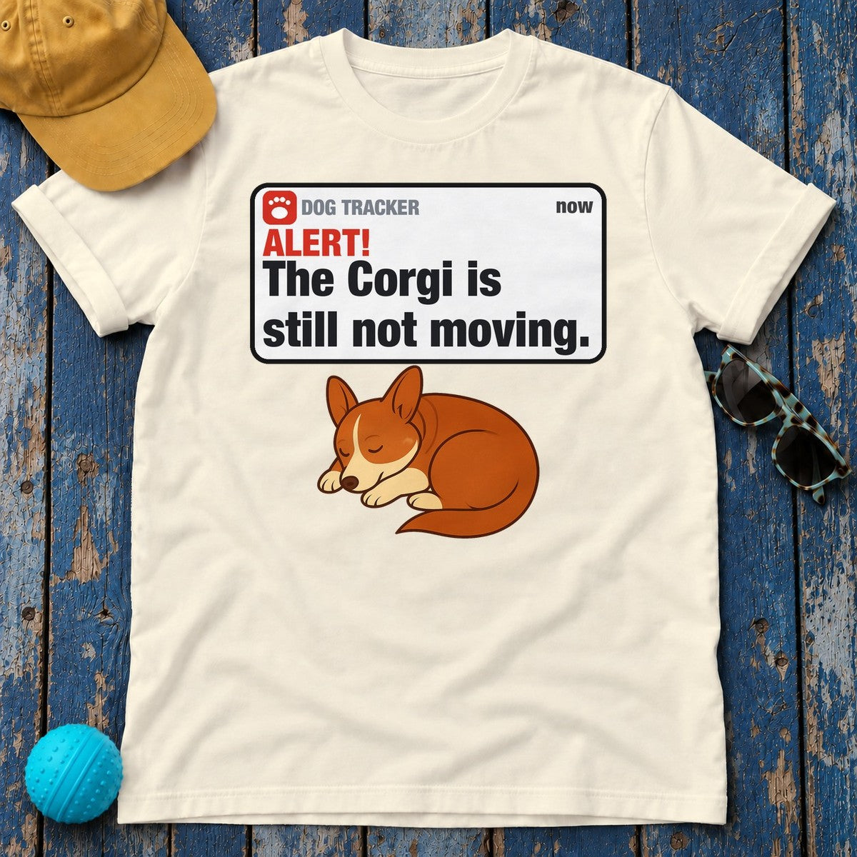 Corgi Alert Still Not Moving Tee in Natural