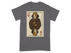Queen of hearts playing card featuring a dog wearing a crown and robe.