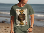 T-shirt with Queen of Hearts playing card featuring a crowned chihuahua.
