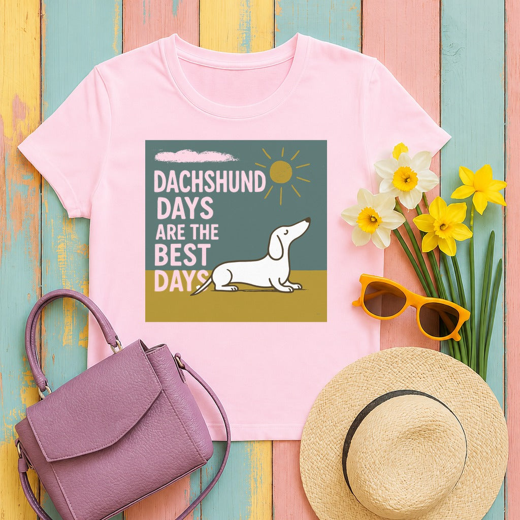 Radiant Dachshund Days T-Shirt in Light Pink