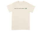 Light beige t-shirt with "RUN, EAT, SLEEP, REPEAT" and a small dog graphic.