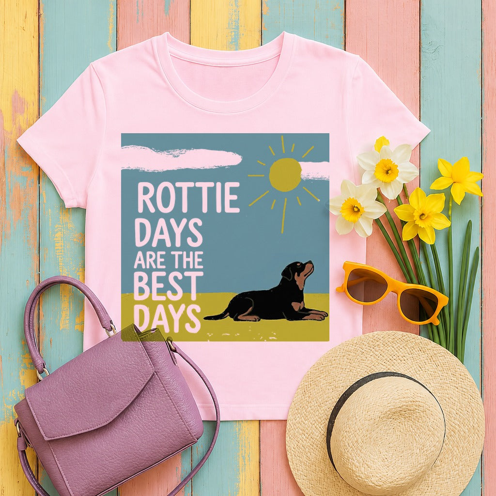 Rottie Days Are The Best Days T-Shirt in Light Pink