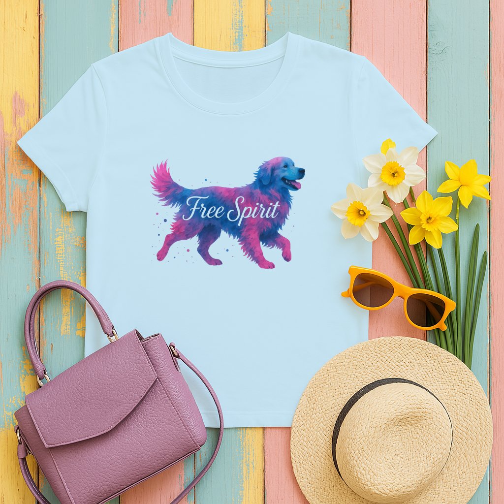 Free Spirit Colorful Dog Graphic T-shirt product
