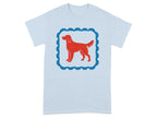 Graphic T-Shirt with Red Dog inside Blue Frame