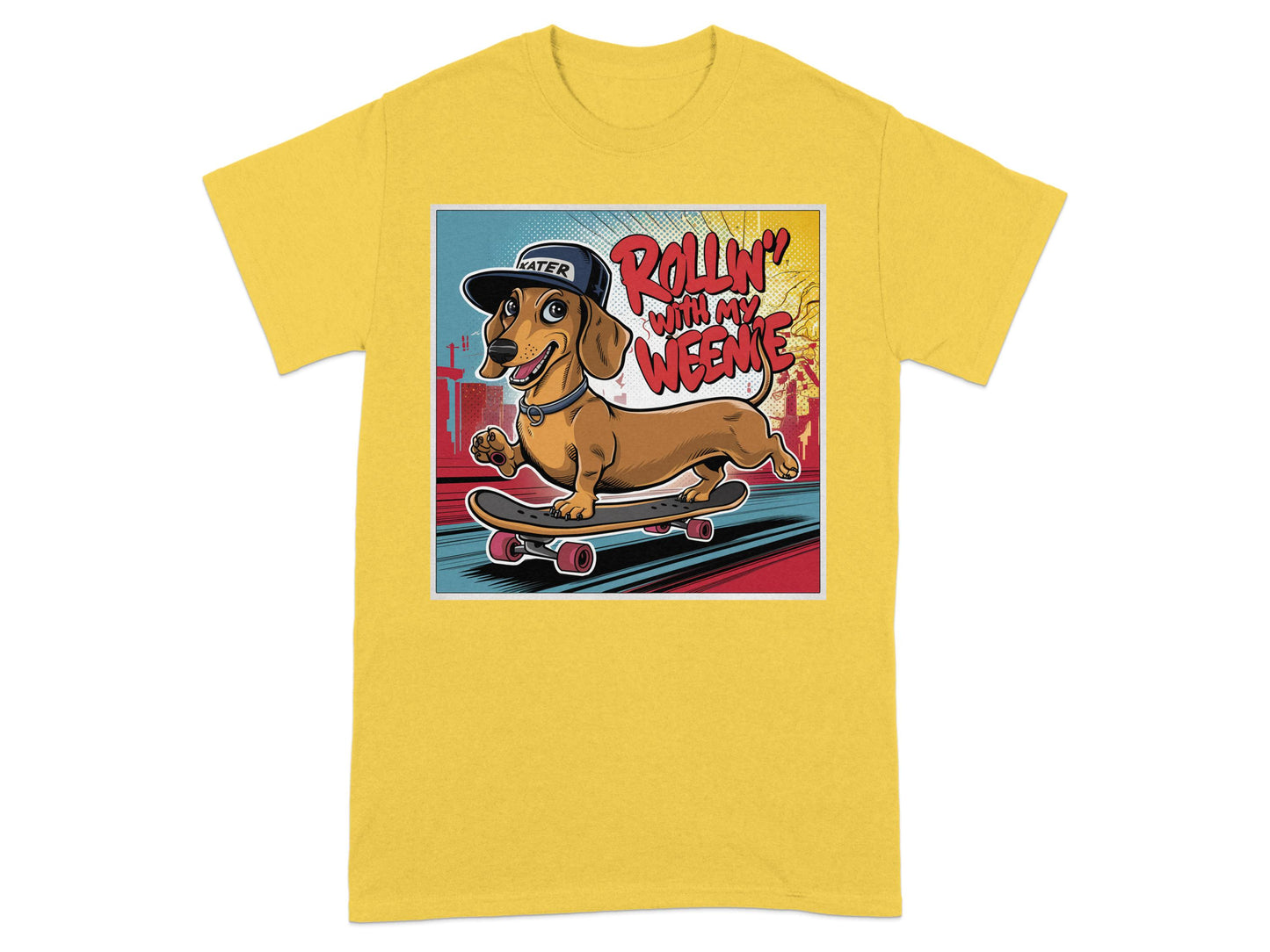 Cool Skateboarding Dachshund Graphic Tee Shirt product type