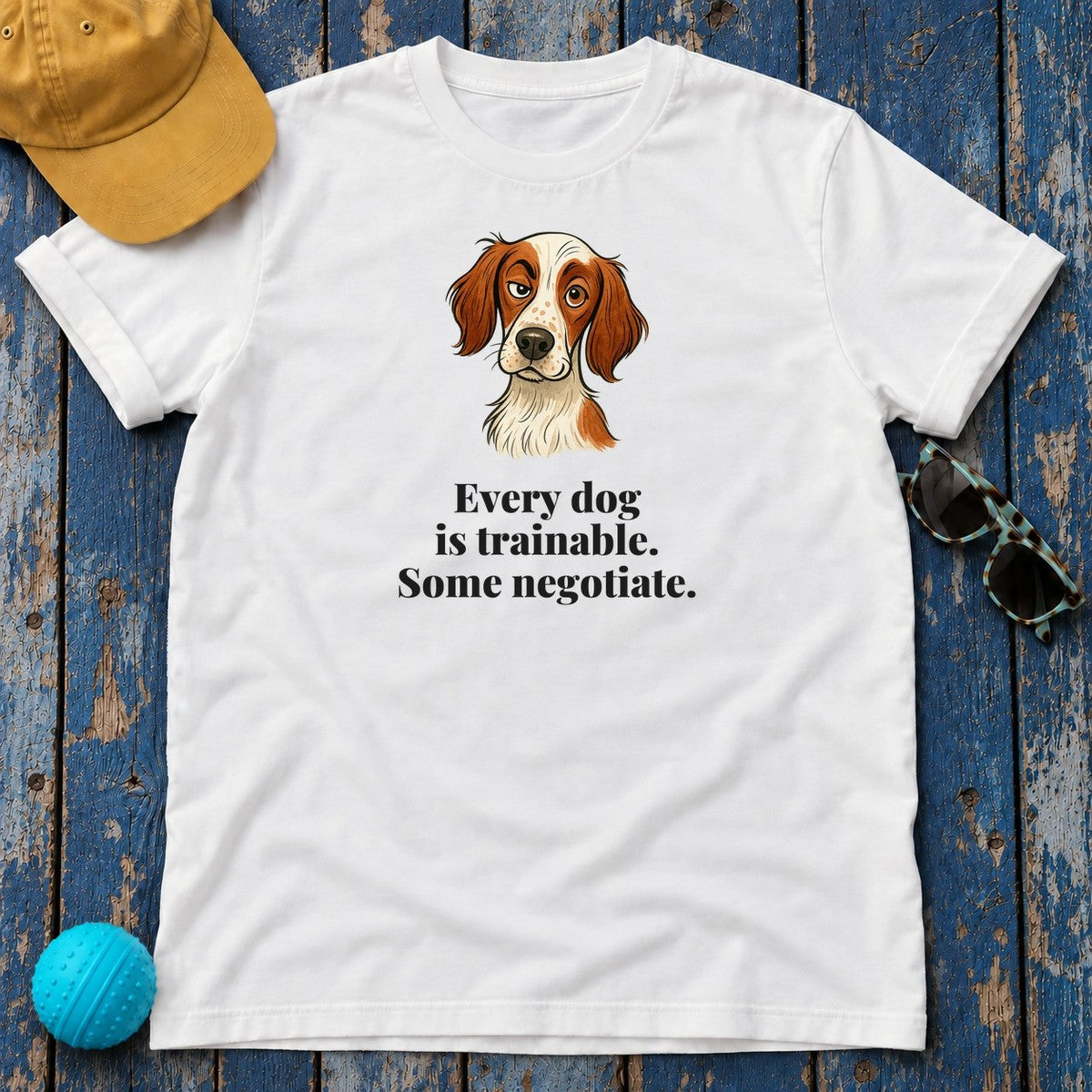 Irish Red and White Setter Some Negotiate Tee in White