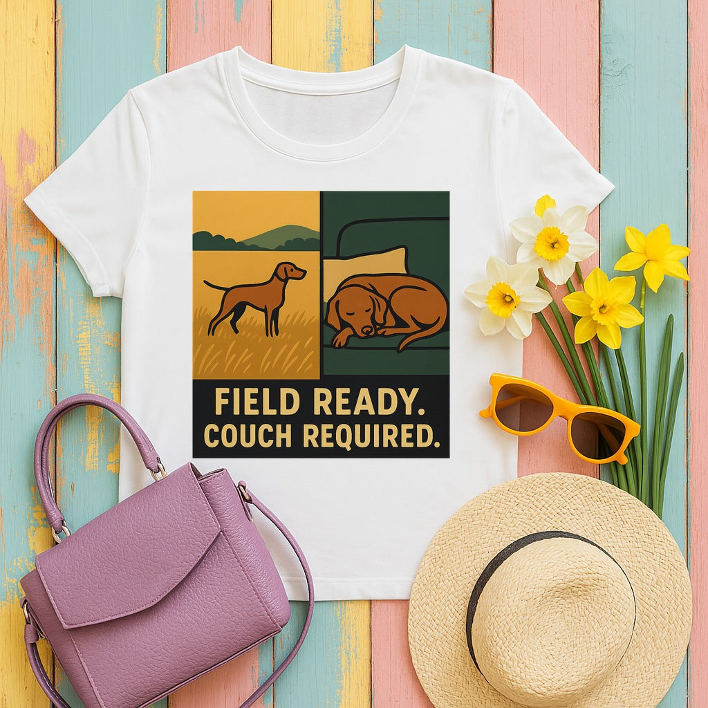 Vizsla Field Ready Couch Required Tee in White