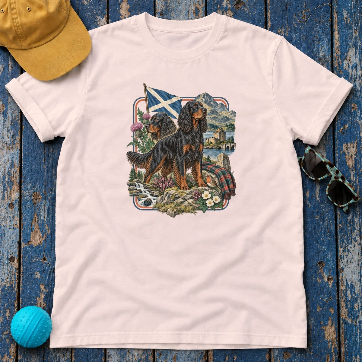 Gordon Setter Scotland Heritage T-Shirt in Soft Pink