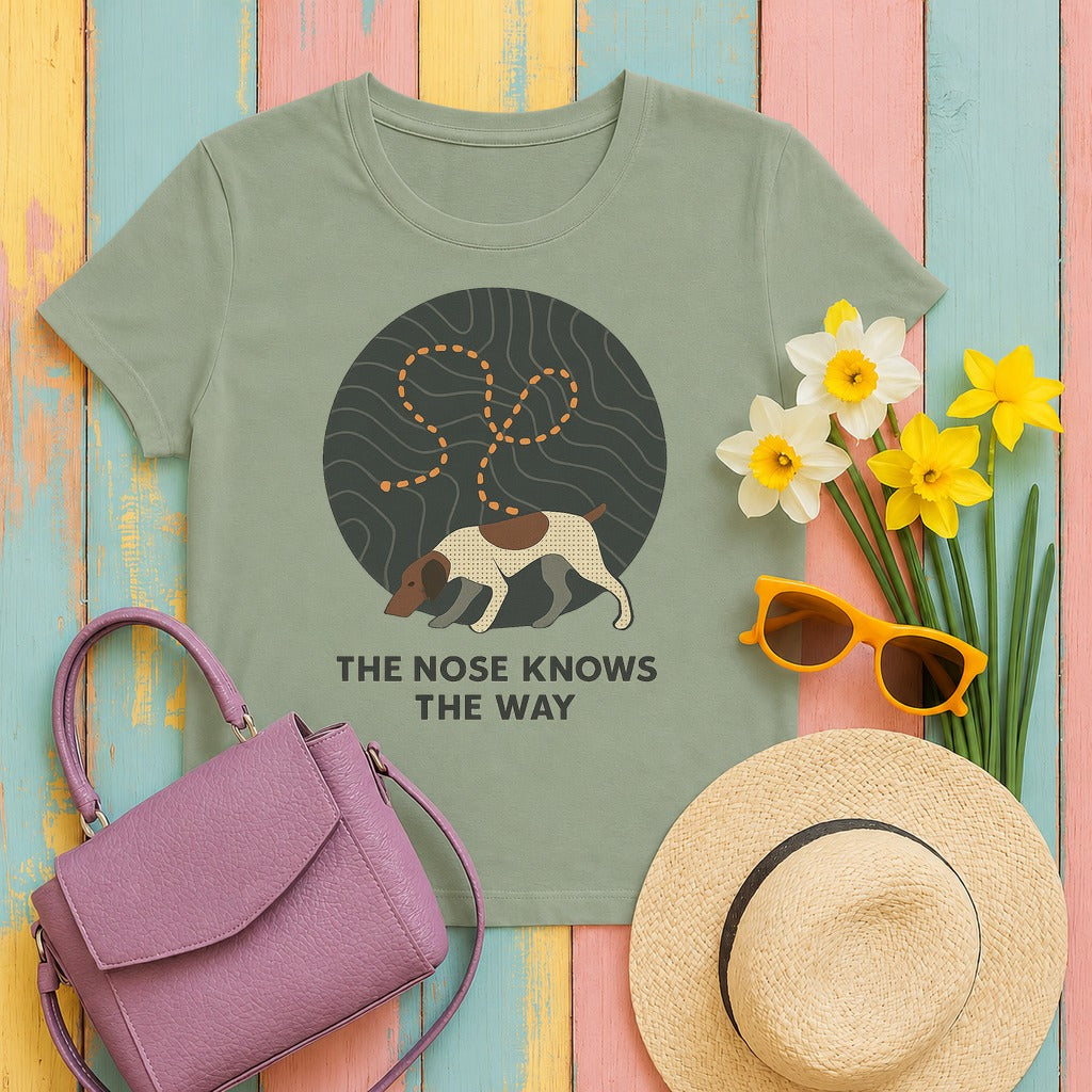 German Shorthaired Pointer The Nose Knows T-shirt in Sage