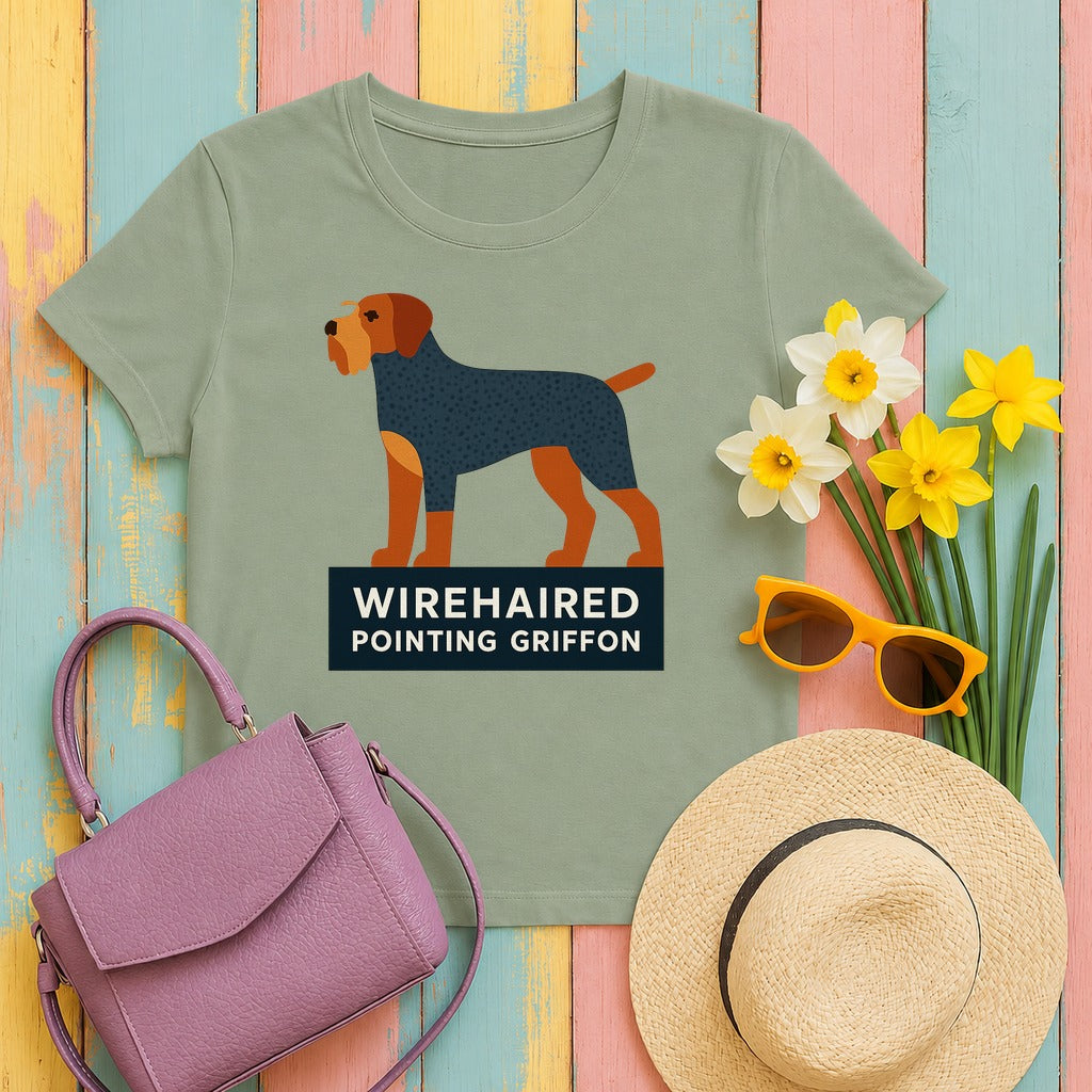 Wirehaired Pointing Griffon Silhouette T-shirt in Sage