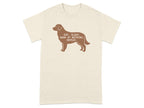 T-shirt with a dog silhouette and text "EAT. SLEEP. BARK AT NOTHING. REPEAT."