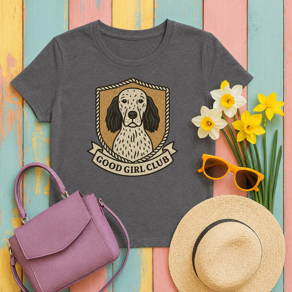English Setter Good Girl Club Tee in Dark Grey Heather