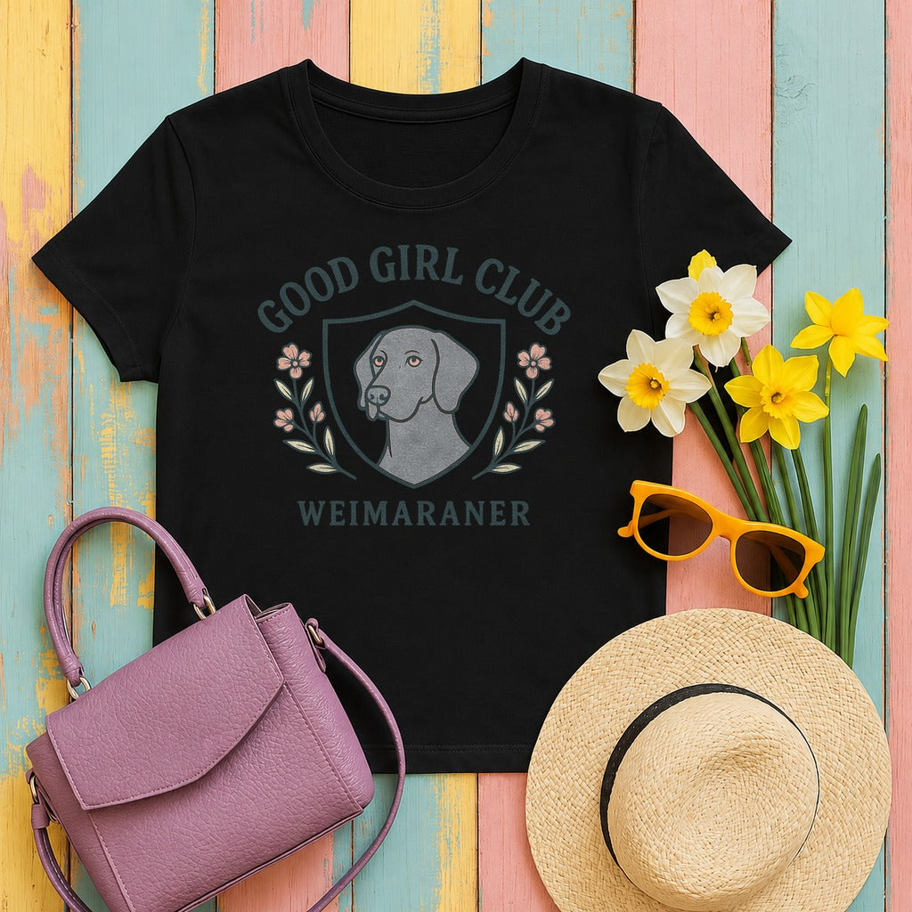 Weimaraner Good Girl Club Tee in Black