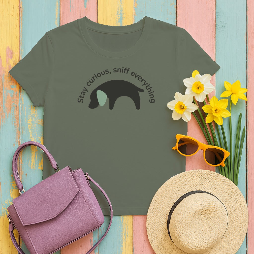 Stay Curious GSP Puppy T-Shirt in Moss