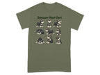 Green t-shirt with "Schnauzer Mood Chart" and nine illustrated schnauzers.