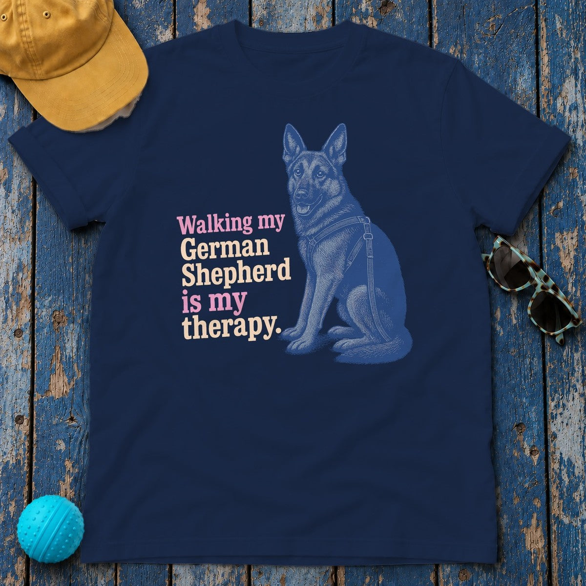 German Shepherd Zen Walker T-shirt in Navy