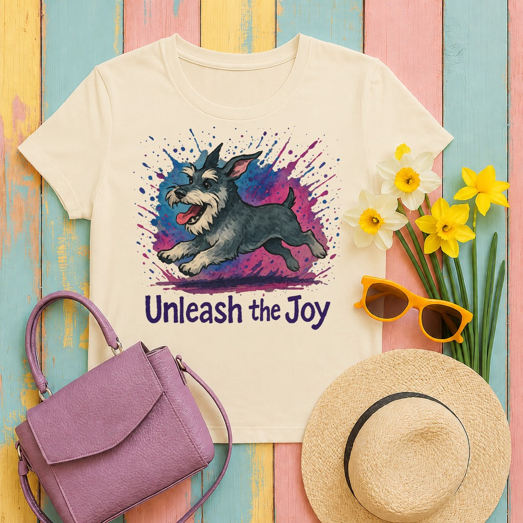 Unleash the Joy Schnauzer Art t-shirt